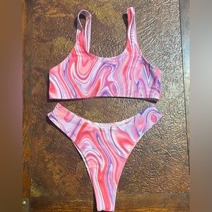 Abstract Fluid Pattern Bikini Swimsuit